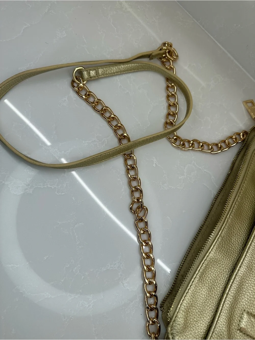 Authentic bebe Metallic Gold Crossbody Bag